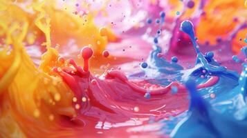 abstrato pintura espirrando dentro vibrante cores líquido foto