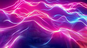 abstrato seno ondas dentro brilhante néon brilho detalhado foto