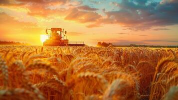 agricultura maquinaria corte a maduro trigo foto