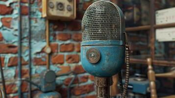 Antiguidade azul microfone dispositivo tecnologia foto