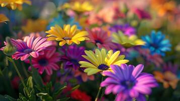 lindo multi colori margarida dentro cheio flor foto