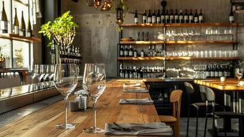 restaurante Barra com em branco vinho vidro maquetes para vinho degustação eventos foto