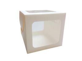 branco embalagem caixa com transparente janela - caixa brincar isolado em branco fundo foto