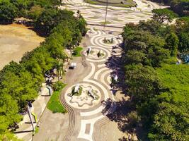 aéreo tiro do cidade parque com lindo chão padrões e árvores texturizado fundo chão padronizar. aéreo fotografia. texturizado detalhes. tiro a partir de uma vôo zangão foto