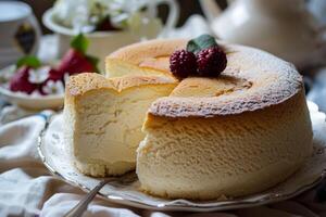 suave e luz japonês bolo de queijo foto