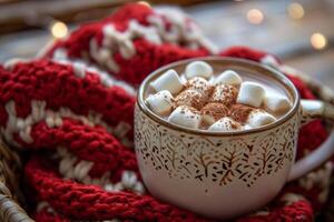 chocolate quente com marshmallows foto