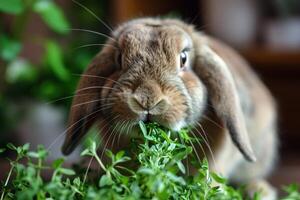 uma fofa Holanda lop Coelho com fofo bochechas foto