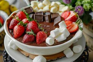 rico chocolate fondue sabor foto