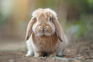 uma fofa Holanda lop Coelho com fofo bochechas foto