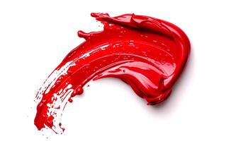 acrílico vermelho óleo pintura escova acidente vascular encefálico sobre branco fundo. foto
