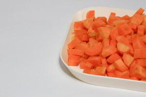 picado cenoura cubos, vegetal padronizar fundo foto