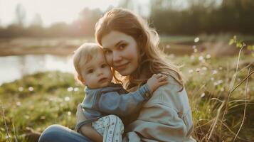 caucasiano mãe e dela bebê às Prado foto