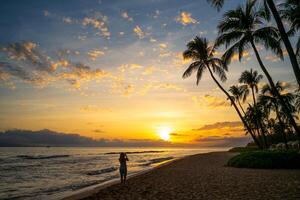 cenário do Kaanapali de praia às maui ilha dentro Havaí, Unidos estados foto