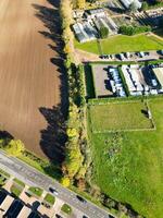 aéreo Visão do britânico campo panorama do letchworth cidade do Inglaterra Reino Unido. 11 de novembro de 2023 foto