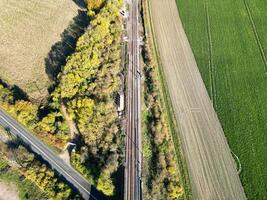 aéreo Visão do britânico campo panorama do letchworth cidade do Inglaterra Reino Unido. 11 de novembro de 2023 foto