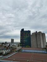 aéreo Visão do edifícios às central Leicester cidade do Inglaterra Unidos reino. abril 4º, 2024 foto
