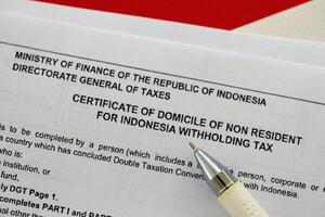 indonésio imposto Formato dgt certificado do domicílio do não residente para Indonésia retendo imposto foto