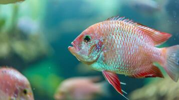 tilápia peixe agricultura exibindo aquicultura e água fresca habitat com vibrante aquático animal foto