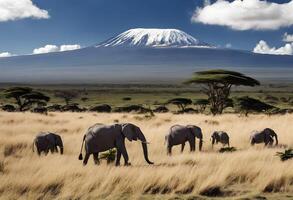uma Visão do montar Kilimanjaro dentro África foto