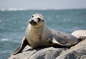 uma Visão do uma cinzento foca dentro a água foto