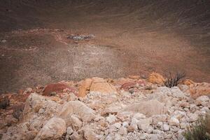 meteoro cratera terreno fechar acima, barreira cratera, arizona, EUA foto