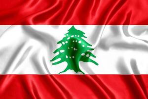 bandeira do Líbano seda fechar-se foto