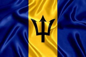 bandeira do barbados seda fechar-se foto