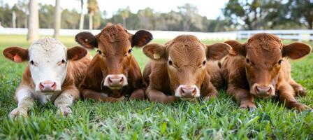 vacas vagaroso em repouso debaixo a reconfortante sombra do majestoso carvalho árvores em uma pacífico dia foto