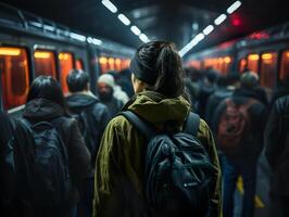 ai gerado fluxo do pessoas dentro a metrô generativo ai foto