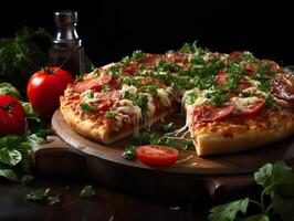 ai gerado suculento brilhante saboroso pizza generativo ai foto