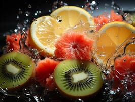 ai gerado refrescante respingo do fruta e citrino generativo ai foto