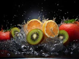 ai gerado refrescante respingo do fruta e citrino generativo ai foto