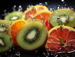 ai gerado refrescante respingo do fruta e citrino generativo ai foto