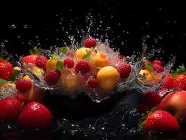 ai gerado refrescante respingo do fruta e citrino generativo ai foto