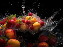 ai gerado refrescante respingo do fruta e citrino generativo ai foto