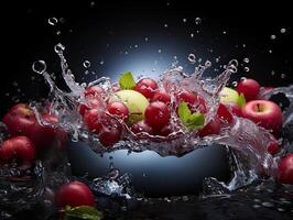 ai gerado refrescante respingo do fruta e citrino generativo ai foto