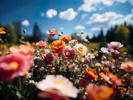 ai gerado Primavera flores em borrado fundo generativo ai foto