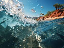 ai gerado mar ondas falhando em a costa generativo ai foto