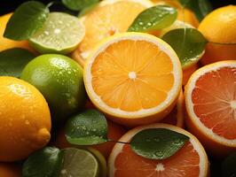 ai gerado sortido fatiado citrino frutas textura padronizar generativo ai foto