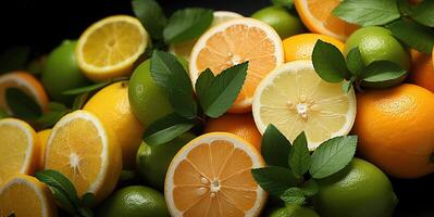 ai gerado sortido fatiado citrino frutas textura padronizar generativo ai foto