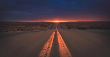 ai gerado esvaziar estrada às pôr do sol generativo ai foto