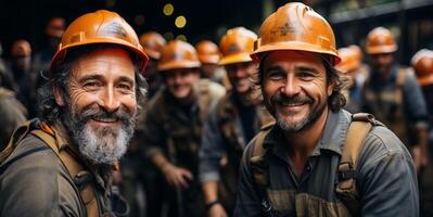 ai gerado construção capacete sorridente generativo ai foto