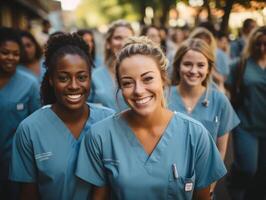 ai gerado retrato do uma enfermeira dentro uma hospital generativo ai foto