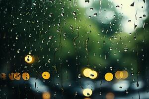 ai gerado janela com pingos de chuva generativo ai foto