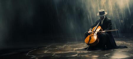 ai gerado uma homem tocam a violoncelo apaixonadamente generativo ai foto