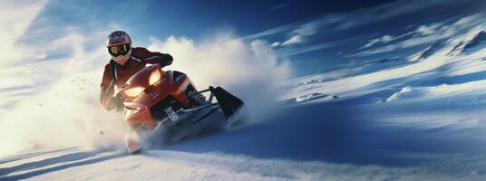 ai gerado moto de neve piloto bandeira generativo ai foto