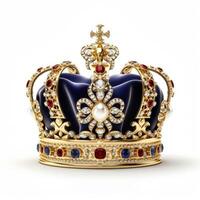 ai gerado rei monarca coroa em branco fundo generativo ai foto