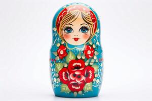 ai gerado multicolorido matryoshka boneca em uma branco fundo generativo ai foto