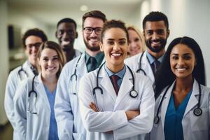 ai gerado grupo retrato do médico trabalhadores generativo ai foto