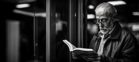 ai gerado homem lendo uma livro generativo ai foto